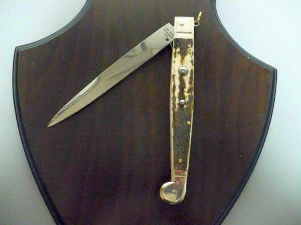 Siciliano A.G.A. Campolin- sicilian fighting - italian stiletto 30 cm - corno di cervo / deer horn - 9