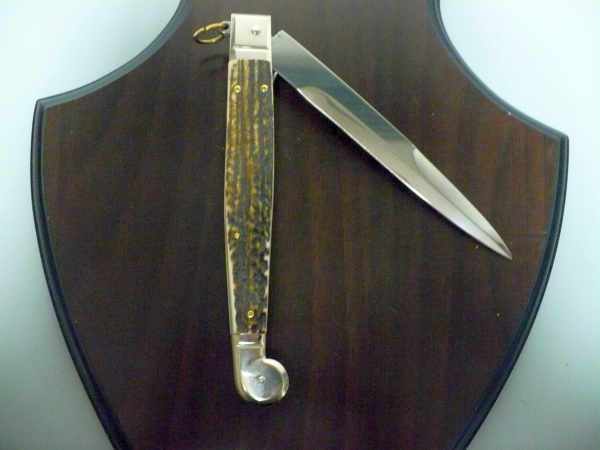 Siciliano A.G.A. Campolin- sicilian fighting - italian stiletto 30 cm - corno di cervo / deer horn - 9