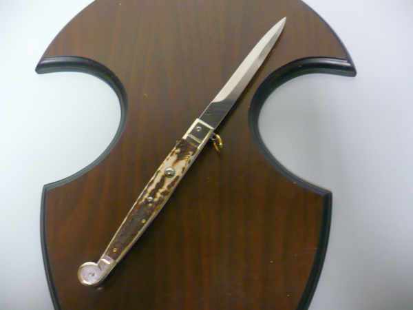 Siciliano A.G.A. Campolin- sicilian fighting - italian stiletto 30 cm - corno di cervo / deer horn - 9