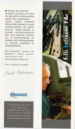 Italian stiletto - pugnale Frank Beltrame - 23 cm - corno di bufalo brasiliano -  FB 23/09B - 2