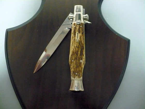 Black Widow  A.G.A. Campolin - italian stiletto 28 cm con guardia a croce maltese -cervo / deer