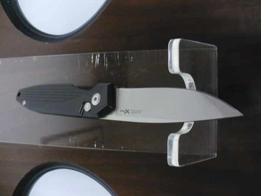 Dandy- italian stiletto, coltello a scatto, 19,50 cm- AKC X-treme ,lama taglio classico clip point, alluminio aeronautico anodizzato nero