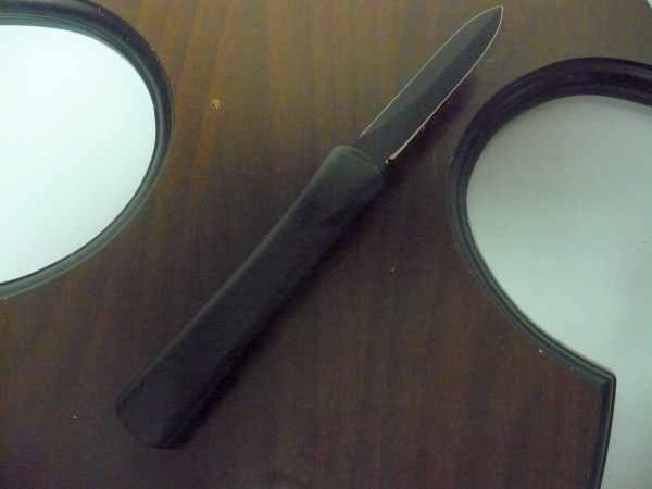 Italian stiletto frontale  coltellerie artigianali Maniago - 20 cm - ergonomica, lama dagger teflonata nero