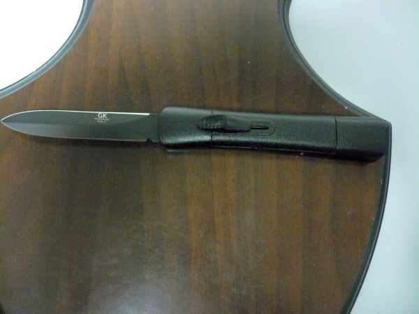 Italian stiletto frontale  coltellerie artigianali Maniago - 20 cm - ergonomica, lama dagger teflonata nero