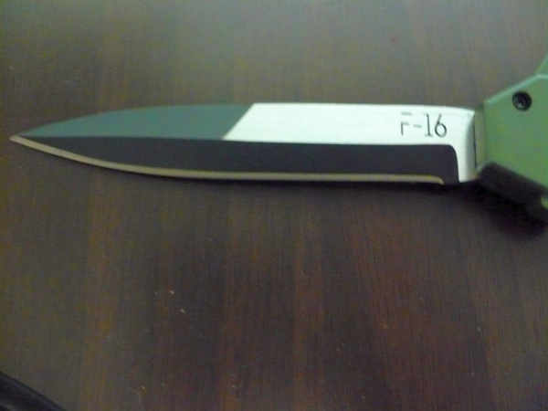 Coltello frontale teflonato nero - F16 OTF - 20,50 cm - lama baionetta - AKC World knife - 5