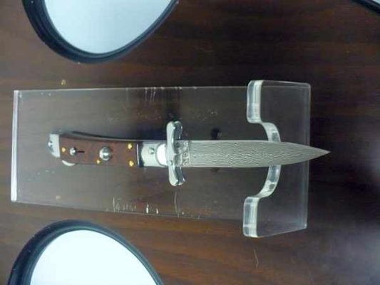 Swinguard Medici- italian stiletto, coltello a scatto, 18,50 cm- AKC World ,lama dagger damasco, legno di serpente / snake wood