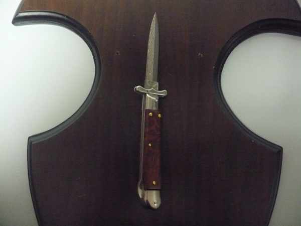 Swinguard Medici- italian stiletto, coltello a scatto, 18,50 cm- AKC World ,lama dagger damasco, legno di serpente / snake wood