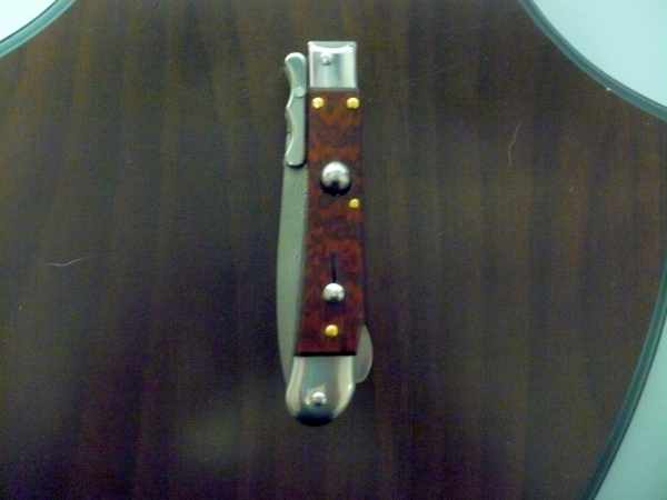 Swinguard Medici- italian stiletto, coltello a scatto, 18,50 cm- AKC World ,lama dagger damasco, legno di serpente / snake wood