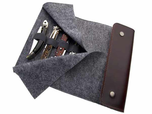 A.G.A. Campolin , borsa portacoltelli piccola-small knife bag, pelle marrone - 7 tasche,brown leather - 7 pockets