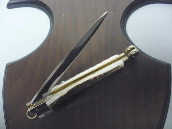 Siciliano A.G.A. Campolin- sicilian fighting - italian stiletto 30 cm - corno di cervo / deer horn - 5