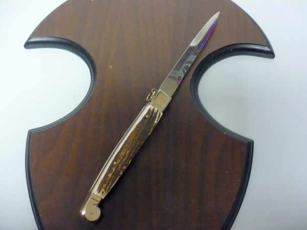Siciliano A.G.A. Campolin- sicilian fighting - italian stiletto 30 cm - corno di cervo / deer horn - 5