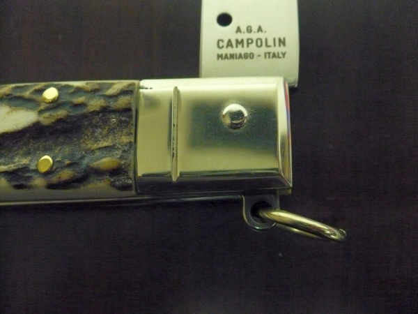 Siciliano A.G.A. Campolin- sicilian fighting - italian stiletto 30 cm - corno di cervo / deer horn - 5