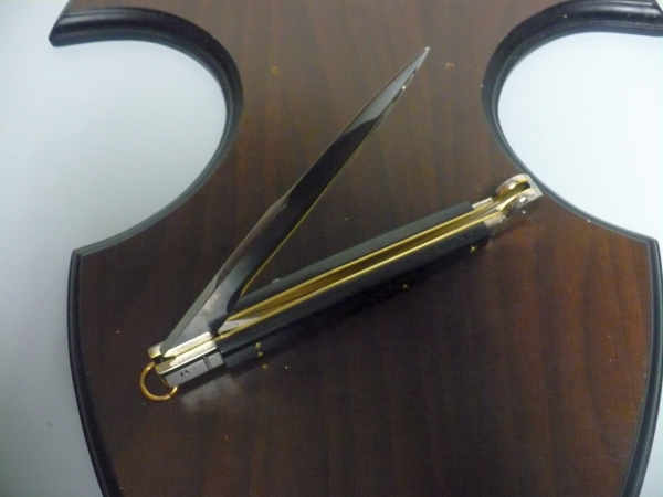 Siciliano A.G.A. Campolin- sicilian fighting - italian stiletto 30 cm - legno di ebano / ebony wood - 1