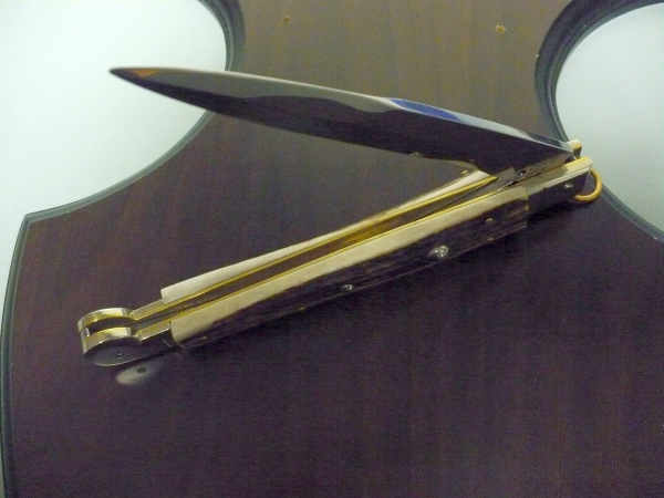 Siciliano A.G.A. Campolin- sicilian fighting - italian stiletto 30 cm - corno di cervo / deer horn - 4