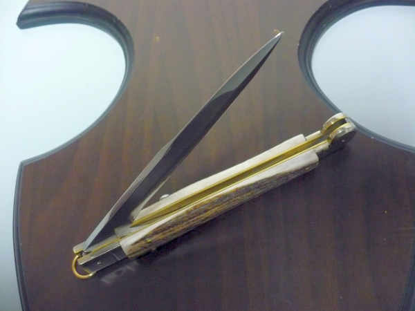 Siciliano A.G.A. Campolin- sicilian fighting - italian stiletto 30 cm - corno di cervo / deer horn - 4