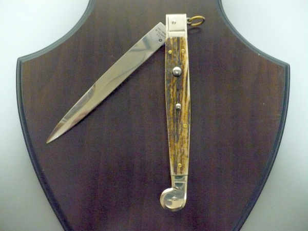 Siciliano A.G.A. Campolin- sicilian fighting - italian stiletto 30 cm - corno di cervo / deer horn - 4