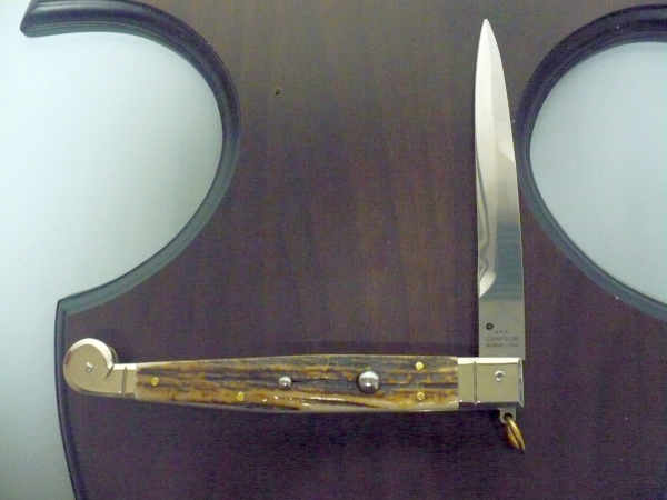 Siciliano A.G.A. Campolin- sicilian fighting - italian stiletto 30 cm - corno di cervo / deer horn - 4