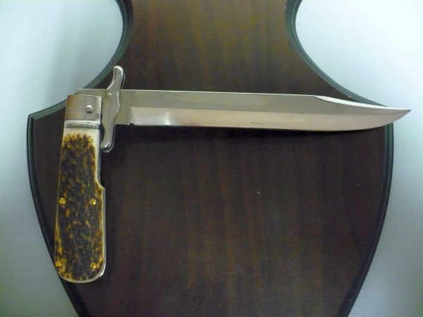 A.G.A.Campolin - Wild boar knife , pugnale- 30 cm , taglio cliassico clip piont - corno di cervo / deer horn