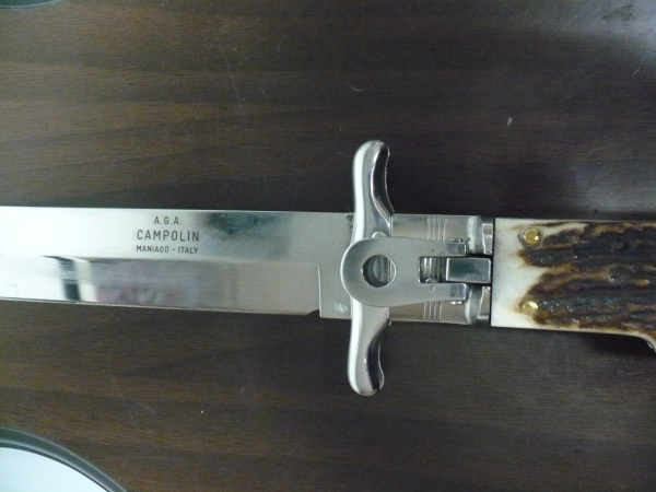 A.G.A.Campolin - Wild boar knife , pugnale- 30 cm , taglio cliassico clip piont - corno di cervo / deer horn