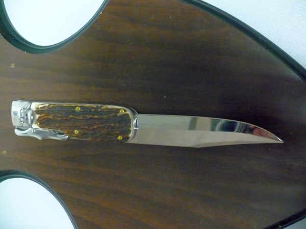 A.G.A.Campolin - Wild boar knife , pugnale- 30 cm , taglio cliassico clip piont - corno di cervo / deer horn