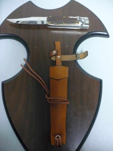 A.G.A.Campolin - Wild boar knife , pugnale- 30 cm , taglio cliassico clip piont - corno di cervo / deer horn