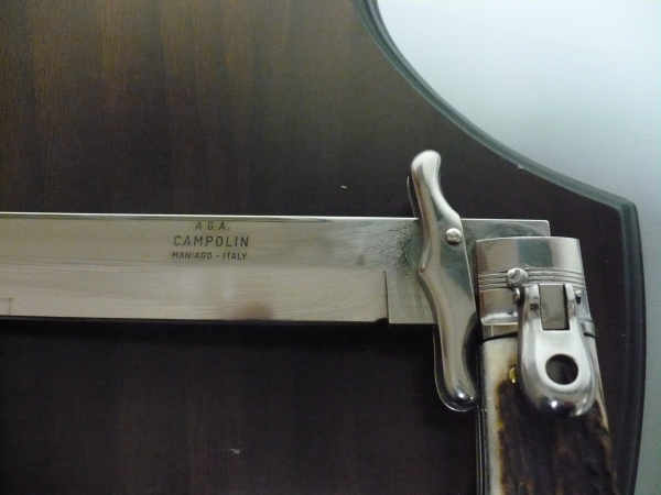 A.G.A.Campolin - Wild boar knife , pugnale- 30 cm , taglio cliassico clip piont - corno di cervo / deer horn