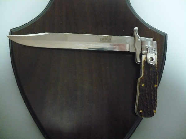 A.G.A.Campolin - Wild boar knife , pugnale- 30 cm , taglio cliassico clip piont - corno di cervo / deer horn