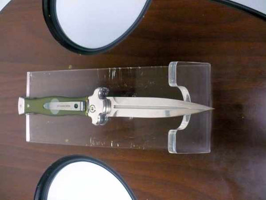 AGA Campolin Zero + Green - Satin Dagger , coltello a scatto, italian stiletto con leverlock 22cm