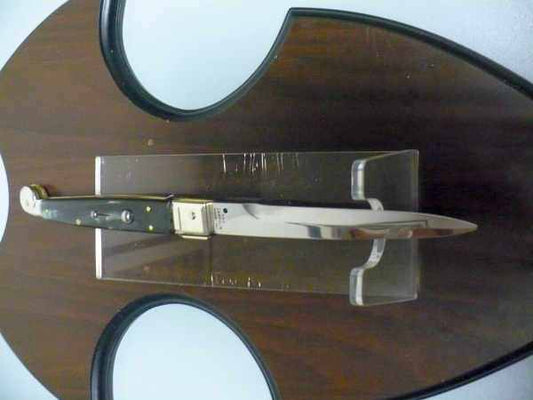 Siciliano,Picklock A.G.A. Campolin Italian stiletto with polished bayonet blade, dark horn handle and brass fittings